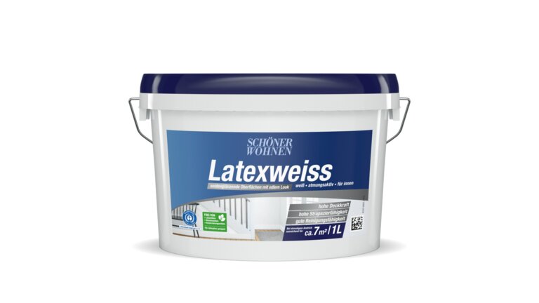 1 Liter- Eimer SCHÖNER WOHNEN Latexweiss seidenglänzend Weiß 